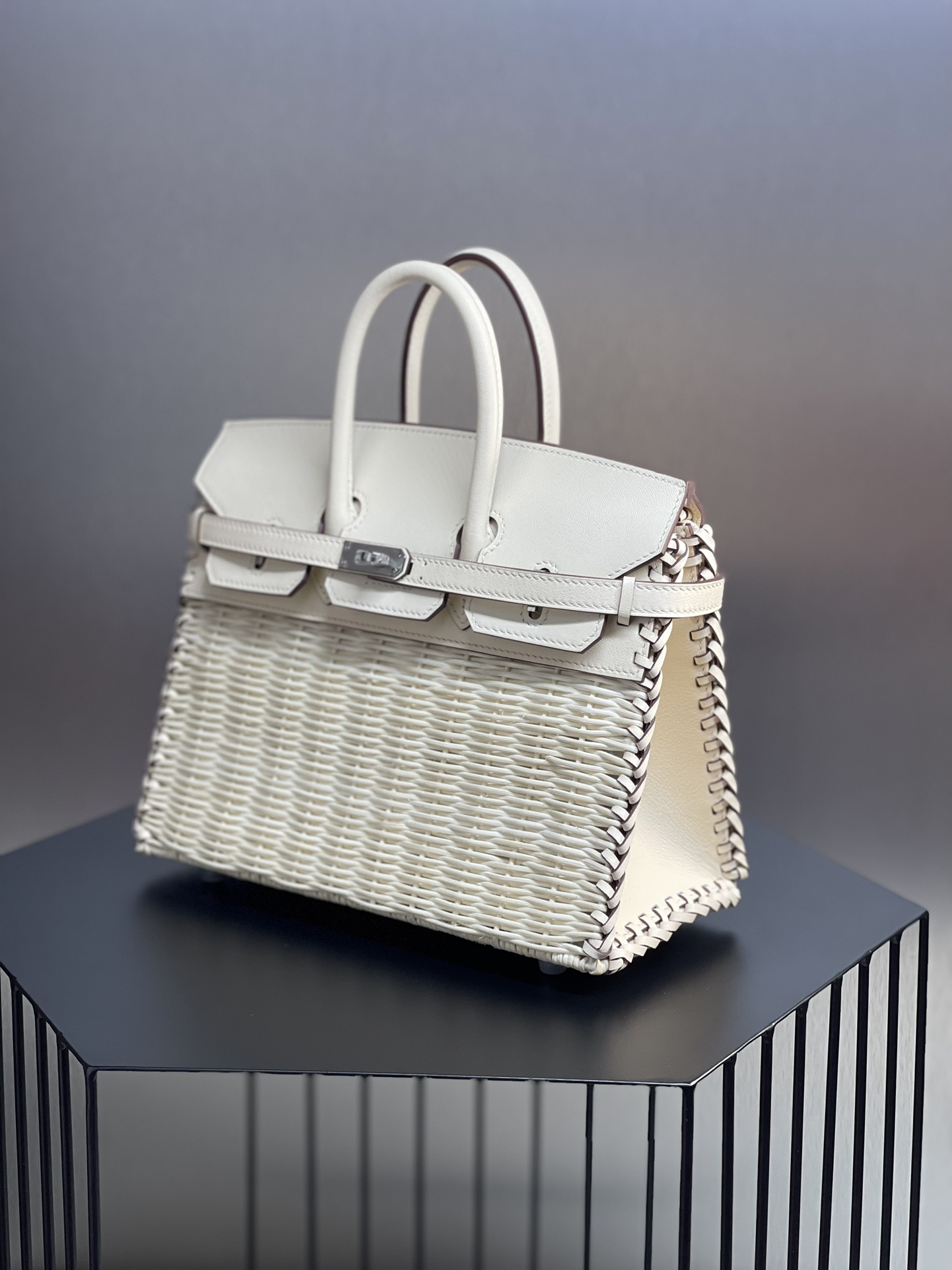 에르메스 버킨백25 피크닉 나타 화이트 은장